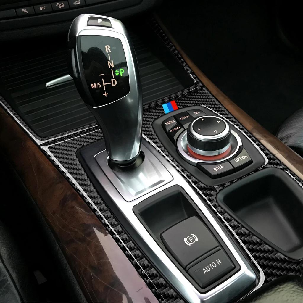 Car Cup Holder Cover Trim Carbon Fiber Sticker Storage Box Decal Fits for BMW X5 E70 2007-2013 Accessories -- X6 E71 NOT FIT