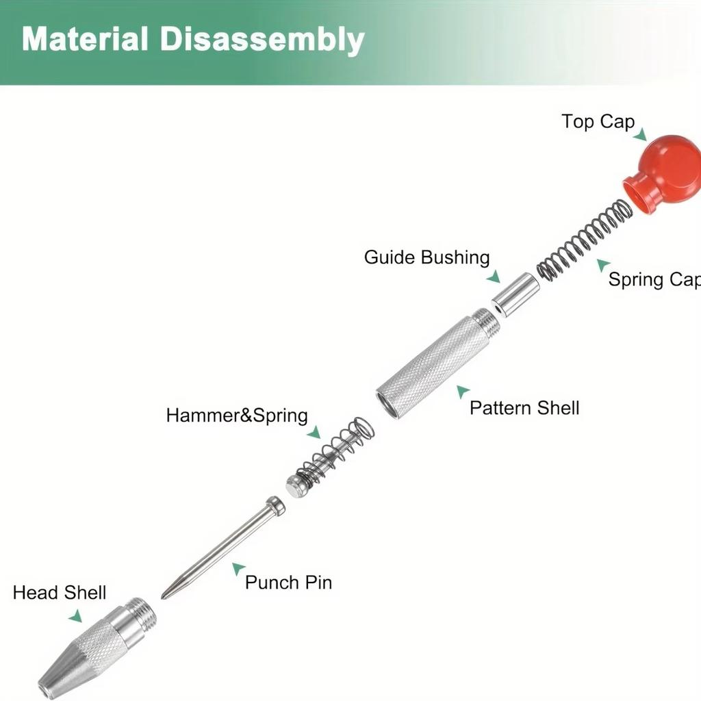 Silver Automatic Spring Loaded Center Punch Glass Breaker Window Puncher Drill Bit Center Punch Eyelet