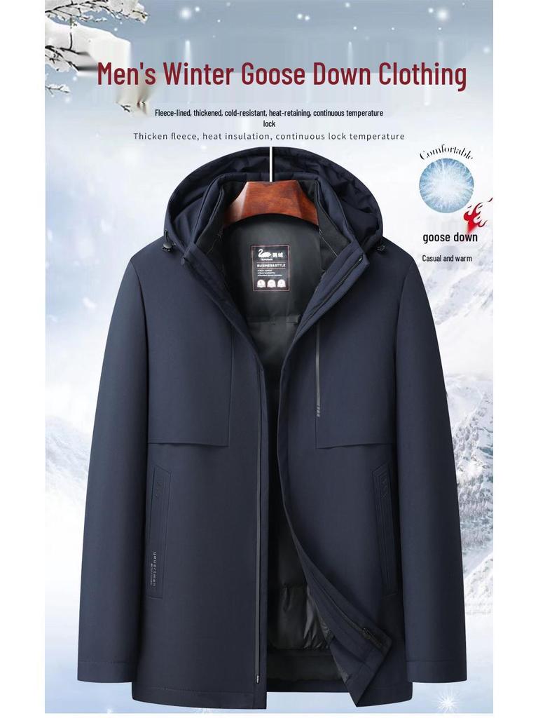 Men's New Style Winter Goose Down Jacket with Detachable Liner – Thick, Warm, and Business Casual.
