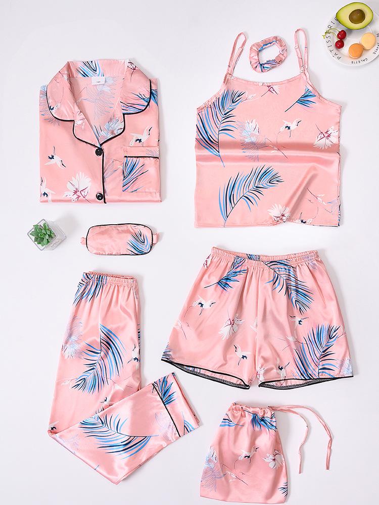 Children's Four Seasons Wearable Silk Striped Pajama Set - Seven Pieces
