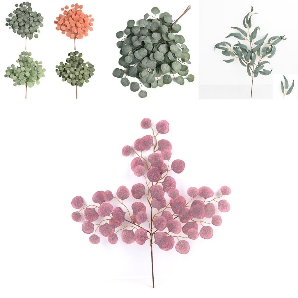 Eucalyptus Branch Artificial Flower Decor With Silk And Plastic Material For Wedding And Outdoor Settings