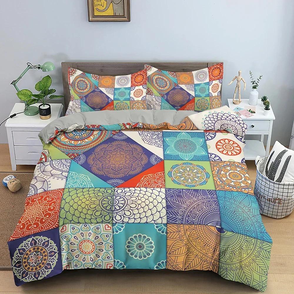 3D Mandala Floral Pattern Comfortable Duvet Quilt Cover Pillowcase Bedding Set Children Bedroom Decoration Home Textile