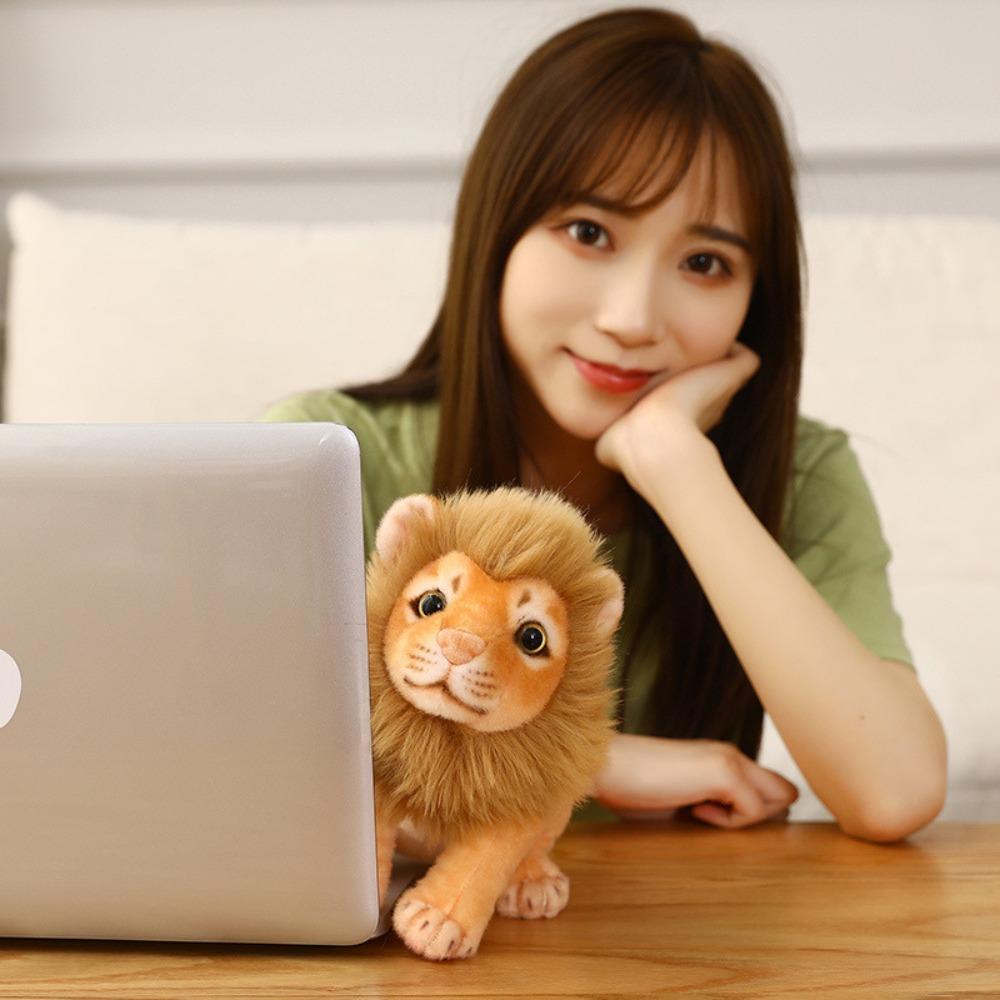Forest Animal Simulation Male Lion Plush Toys Soft Simulation Lion Plush Toy  Birthday Gift