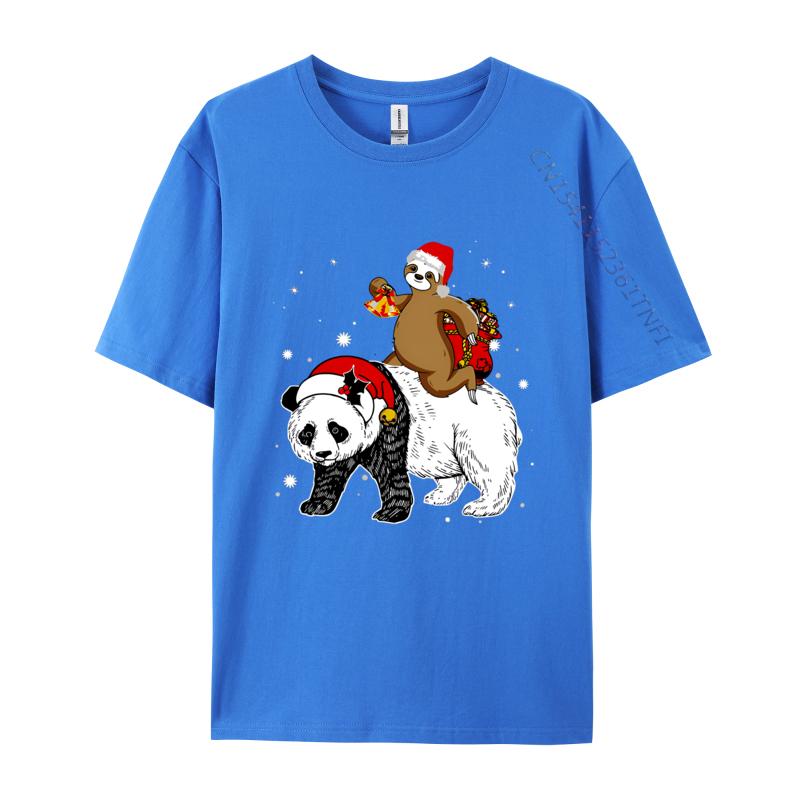 Santa Sloth Riding Panda Lover Funny Tshirts Tees Coupons Funny Tshirt Cotton Boy T Shirt Leisure Luxury T Shirt