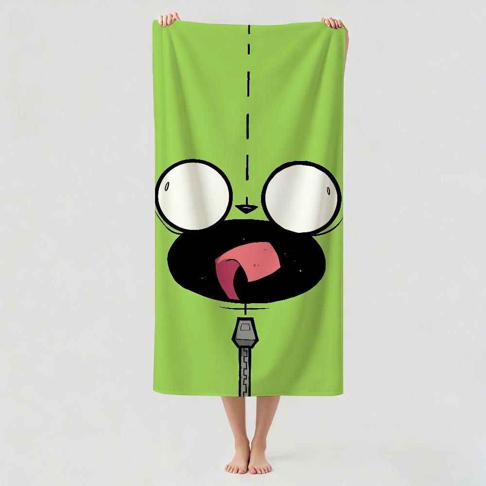 Cartoon funny I-Invader Z-Zim Towel Drying Bath Towel Applicable To Light Swimming Camping Yoga Beach Out