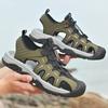 Men's Leather Sandals Summer Outdoor Hiking Shoes Water Wading Anti Slip Toe Wrapped Beach Shoes Size 38-45