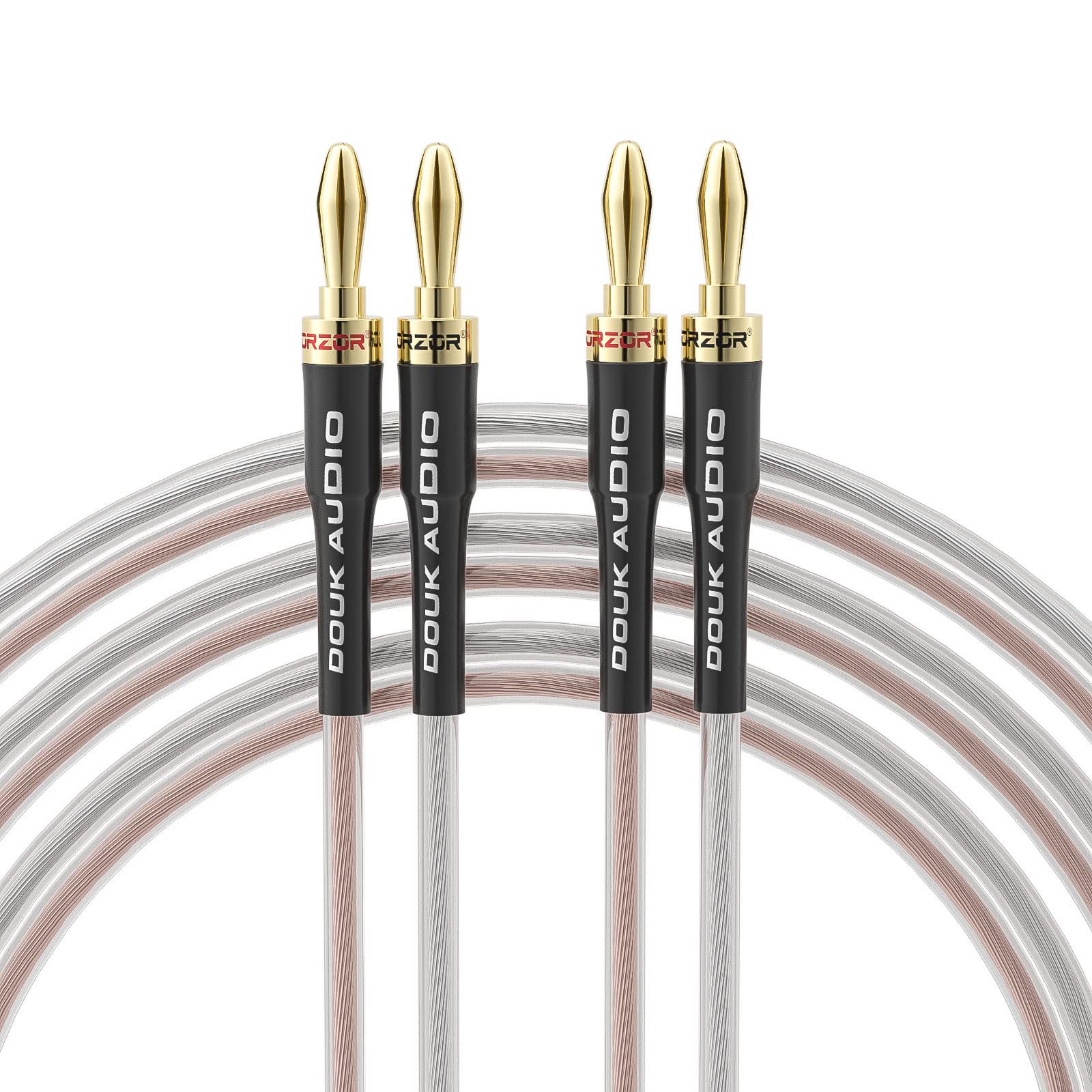 

Nobsound 14AWG OFC Speaker Cable with Gold-Plated Banana Plugs, High Conductivity Design, Heat-Resistant for Home Theater and Audiophiles