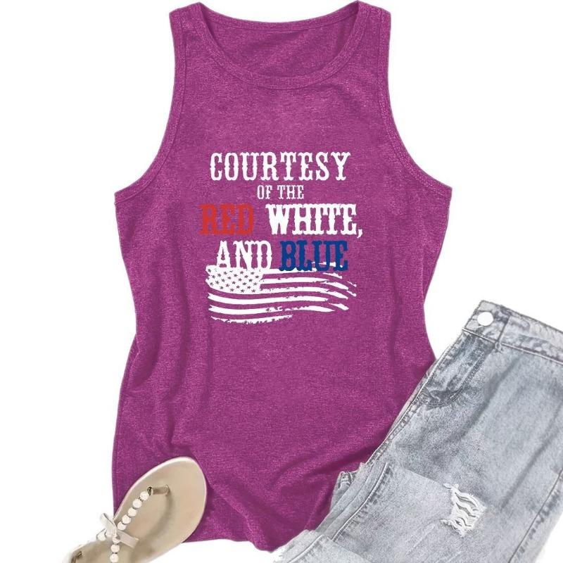 Patriotic Printed Women's Versatile Comfortable Casual and Fashionable Top Vest