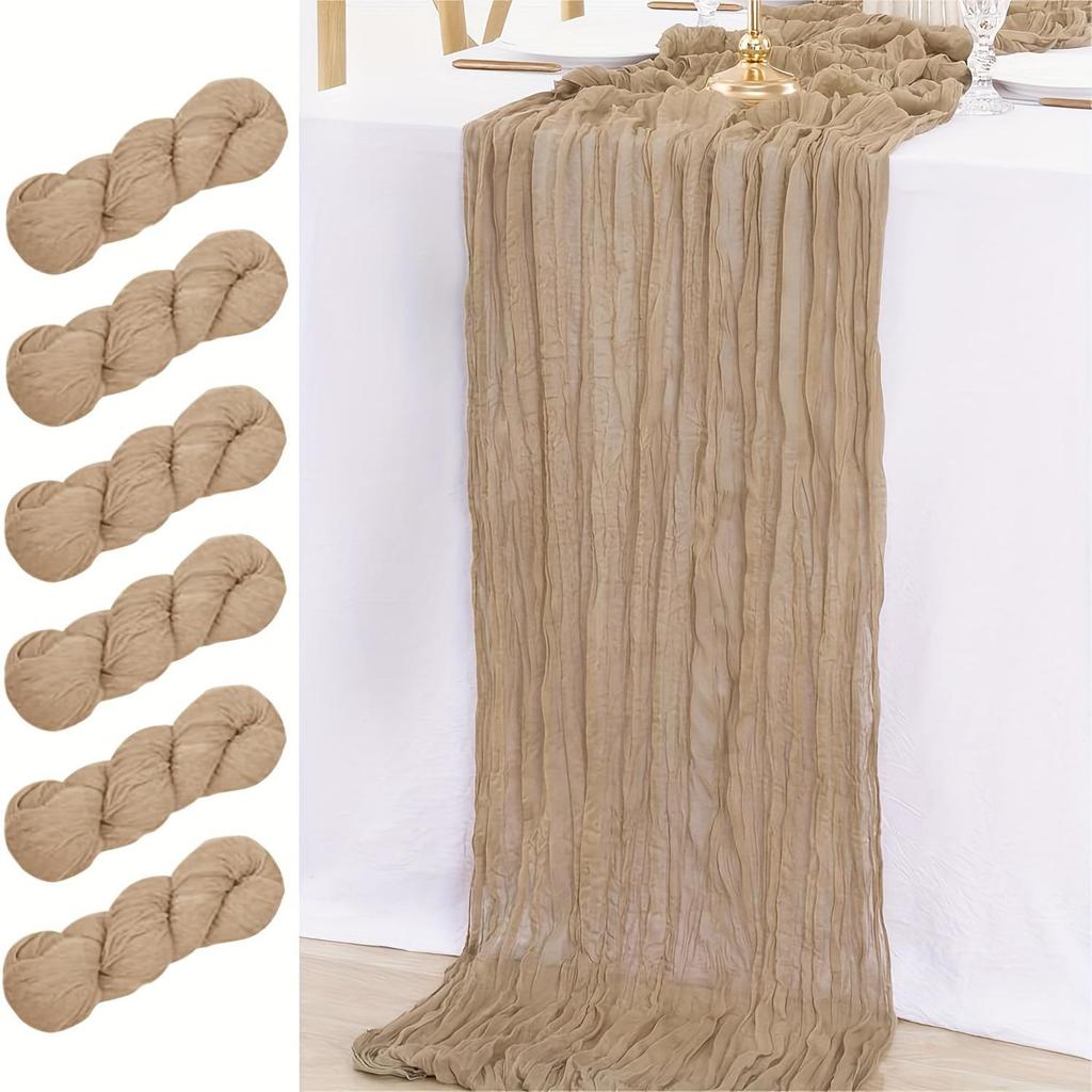 Pink Ruffled Voile Table Runner for Weddings & Parties, Sweet Kindergarten & Salon Decor