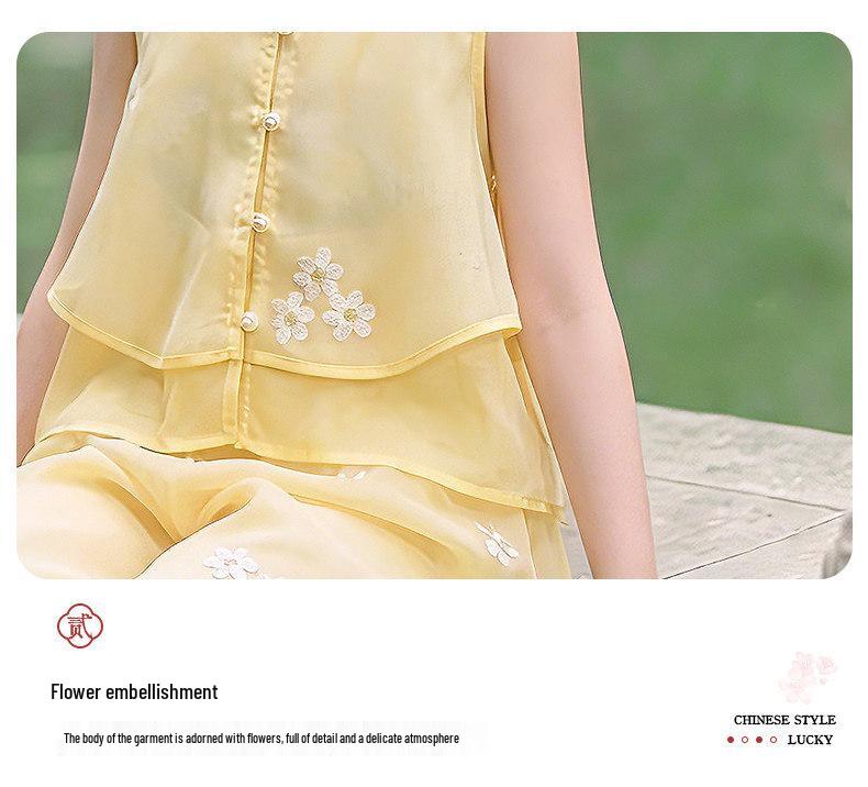 Girls' Summer 2026 Hanfu Tang Suit - New Ancient Chinese Style Set for Little Girls