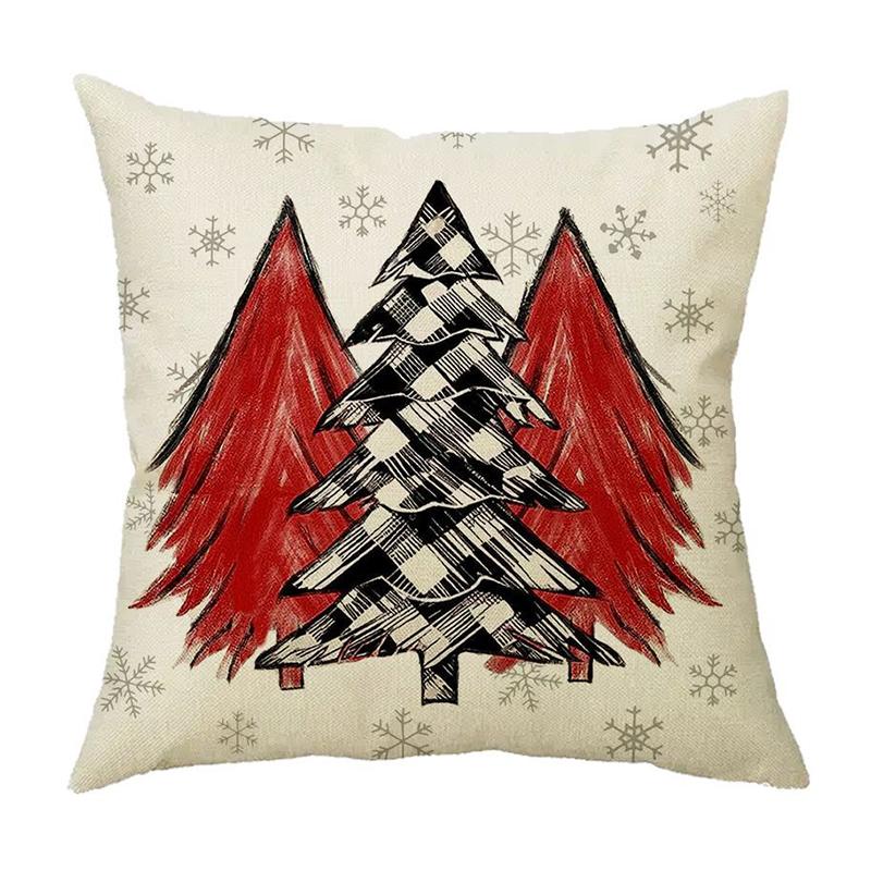 Christmas Pillow Cover Linen Printed Home Sofa Cushion Cover Car Headrest Office Pillowcase Christmas Party Decoration