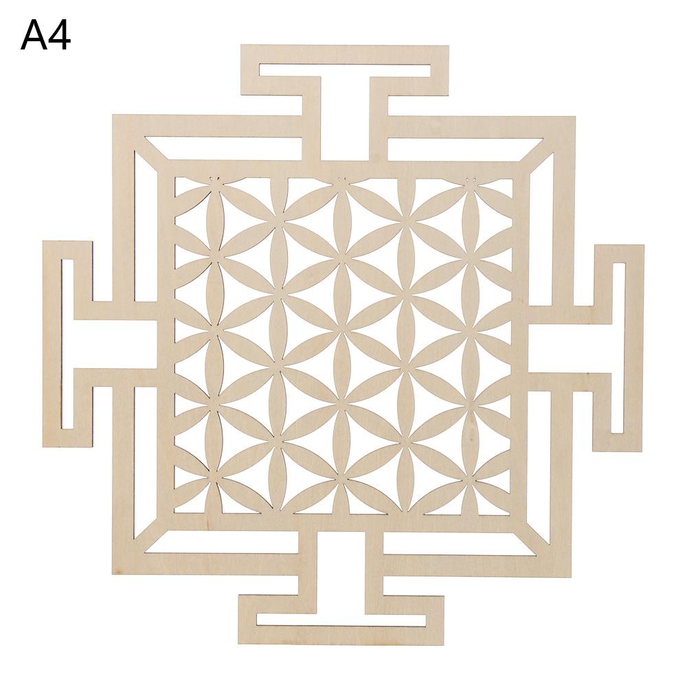 1 szt. Kształt Kwiatu Życia Drewniany Znak Ścienny Cięty Laserowo Zestaw Podkładek pod Szklanki Antypoślizgowych Drewniane Podkładki na Stół Okrągła Podkładka pod Kubek Sztuka Wystrój Domu