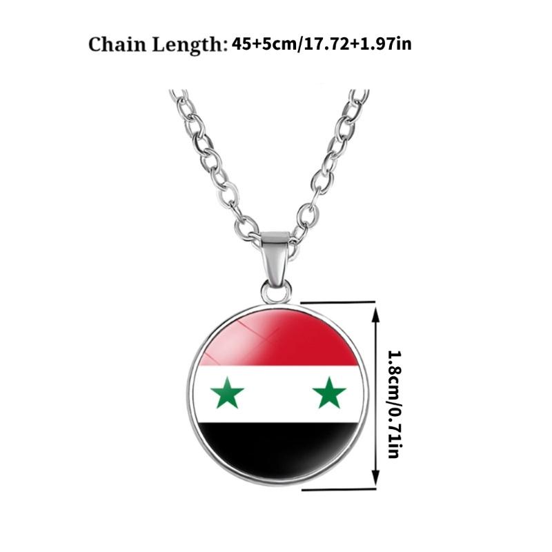 Elegant Syrian Flag Pendant Necklace Symbolizing National Pride and Cultural Identity in Sturdy Materials Casual Wear