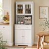 Kitchen Buffet, High, 4 Doors, Drawer, Adjustable Worktop and Shelves, White