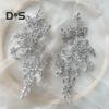 2 Pcs Embroidery Lace Applique Sewing Flower Fabric Collar Patch Motif Wedding Gown Dress Bridal DIY Crafts for Daily Wear Tailor Shops