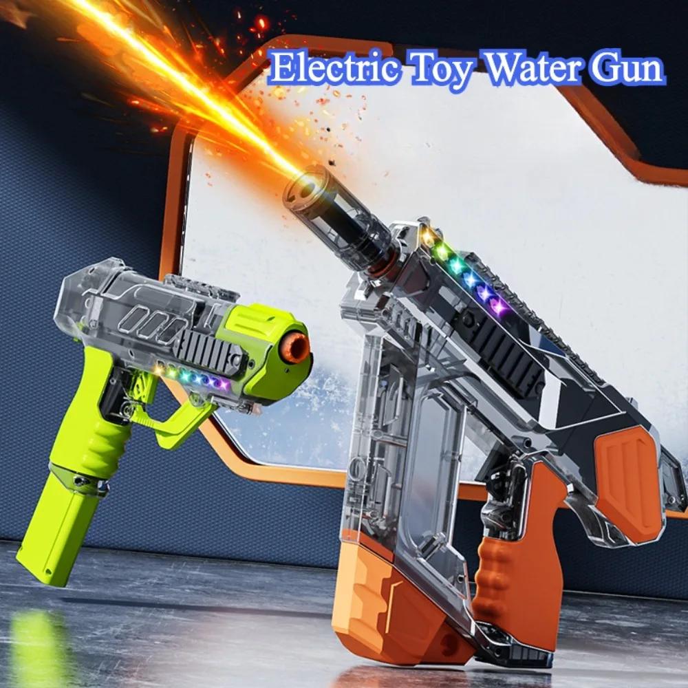 Electric Water Gun with Flashing Lights High-speed Linkage Chambered Water Gun Summer Water Toy Summer Outdoor Beach Games