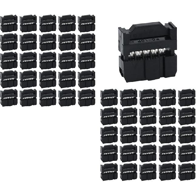 Antrader FC-10P IDC 2.54mm Pitch Connector Female Header JTAG ISP Socket 50-Pack