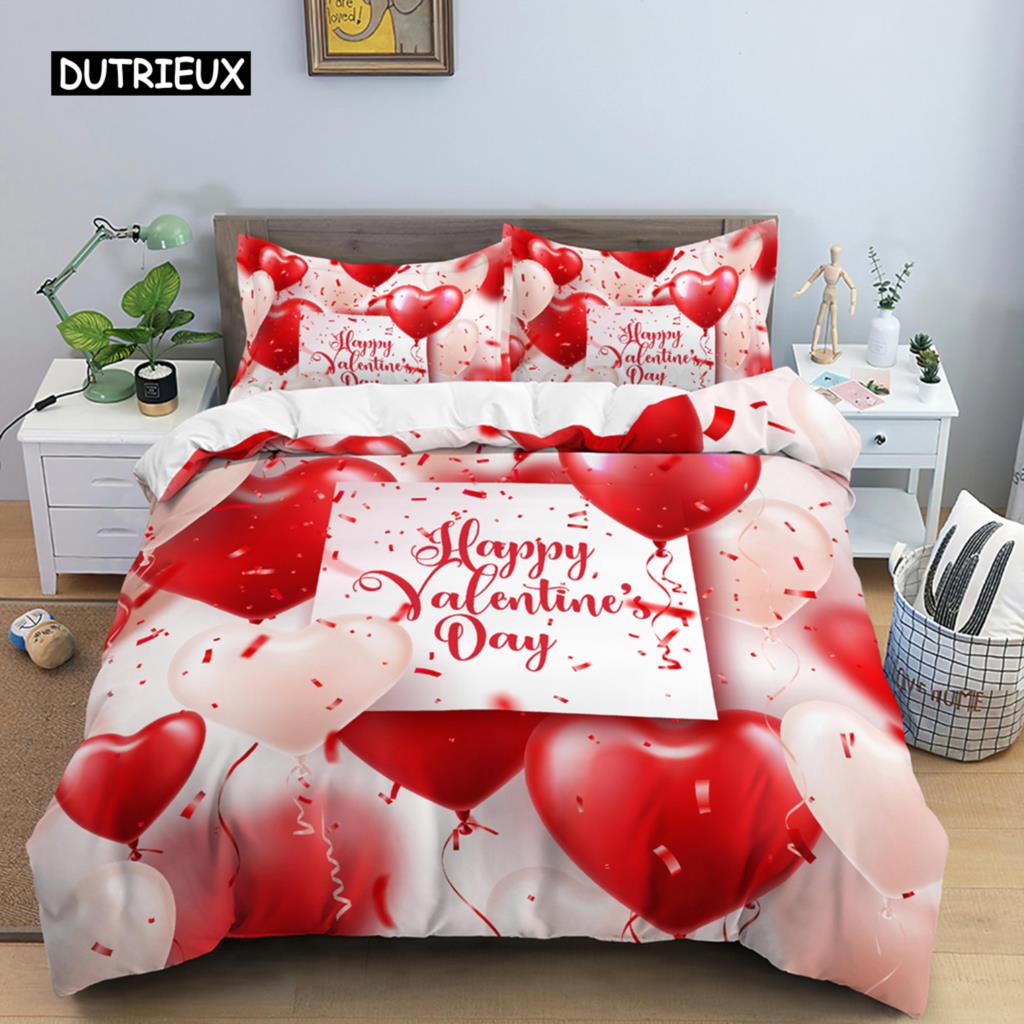 Multicolor Duvet Cover Set Colorful Hearts Queen Size Bedding Set for Teen Microfiber Geometric Cartoon Love Heart Quilt Cover