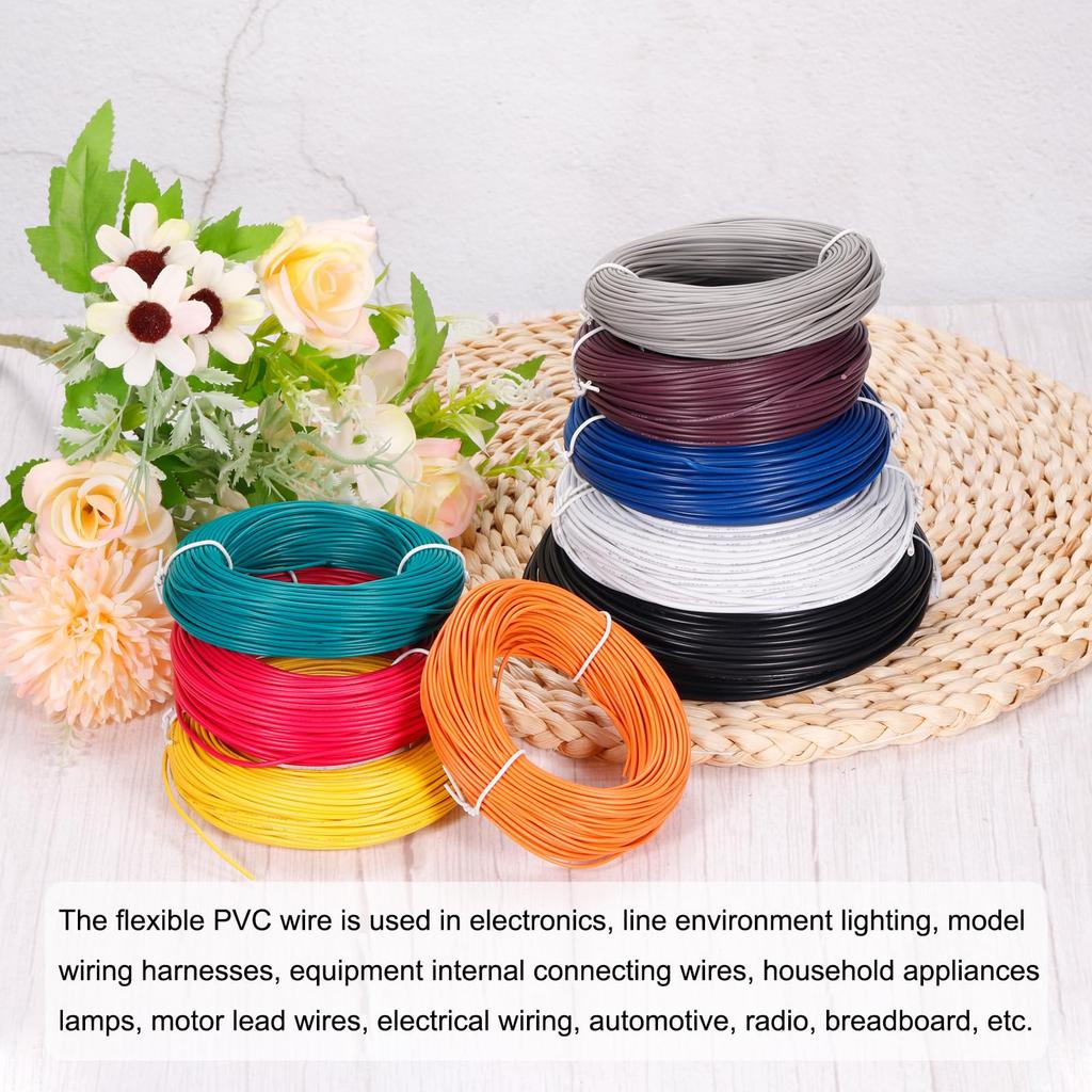 uxcell Electrical Wire Cable 16AW G Copper Wire 600V 7.5m Extension Cord UL1015 Stranded Wire PVC Plated Copper Wire for Electrical Appliances,
