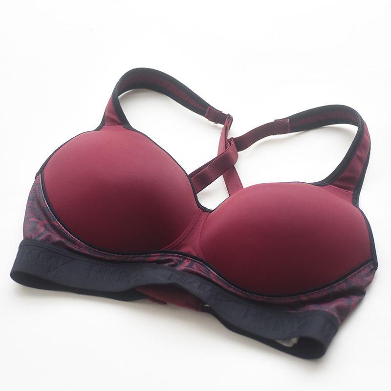 

Dutch HKM Wireless Plus Size Thin Medium Height Bubble Wrap Sports Intimates Yoga Jogging Breathable Workout Bra 32D/70D Jujube