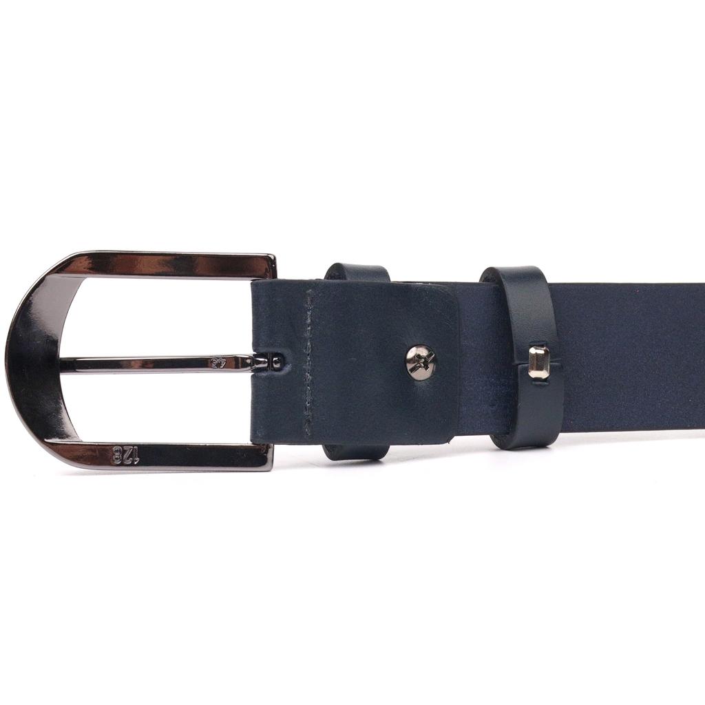 Добротный мужской ремень под брюки из натуральной кожи GRANDE PELLE Leather Belt 21453 Синий