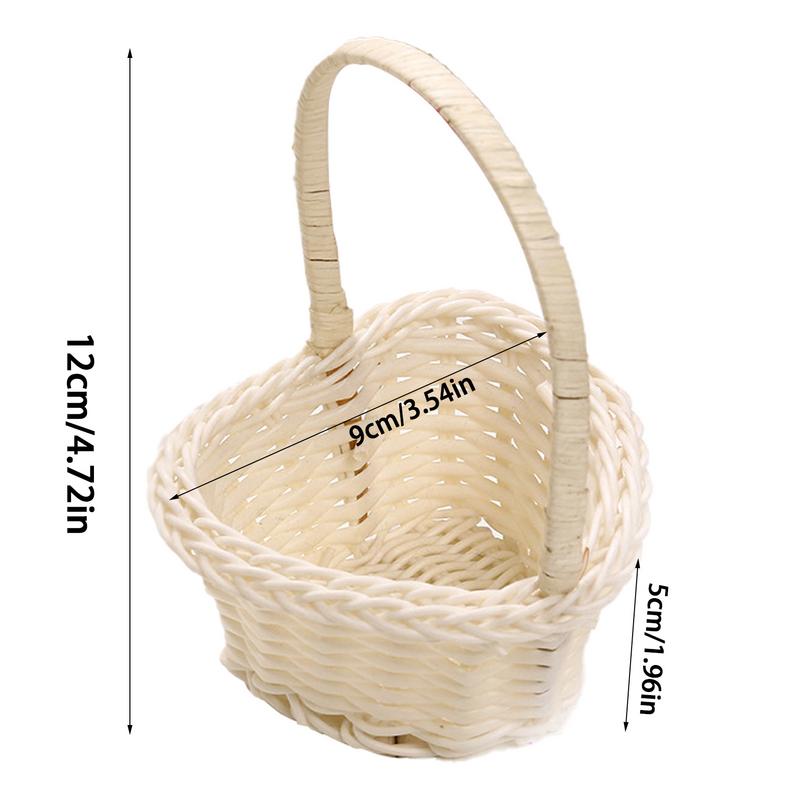 Rustic Flower Girl Basket Small Rattan Woven Flower Basket Woven Basket For Plant Heart-Shaped Candy Baskets Easter Basket