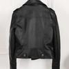 Women Jacket Faux Leather Smooth Surface Turn-down Collar Zip-up Zipper And Rivet Decor
