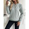 Quarter Zip Pullover Sweatshirt, Casual Long Sleeve Textured Sweatshirt For Fall & Winter, Women's Clothing