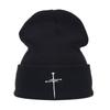 Trendy brand literary and retro cross trendy embroidery pile cold hat men's and women's niche personalized knitted hat