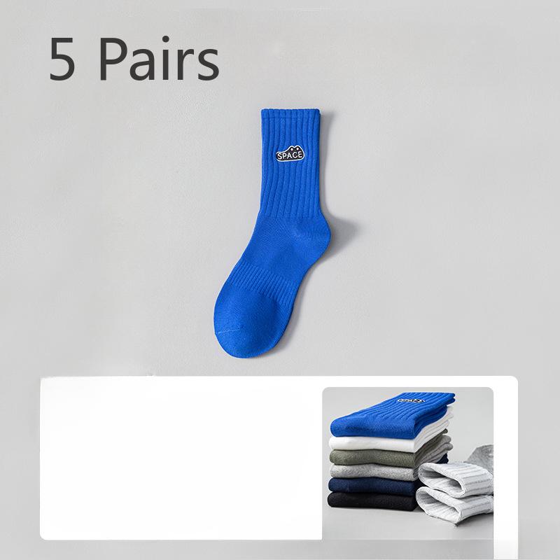 

5 пар мужских осенних однотонных хлопковых дезодорирующих спортивных носков 5 Pairs синий