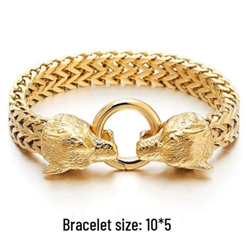 Mitología Nórdica Acero de Titanio Pulsera Cabeza de Lobo Vikingo - Joyería Vintage para Hombre que no se Desvanece