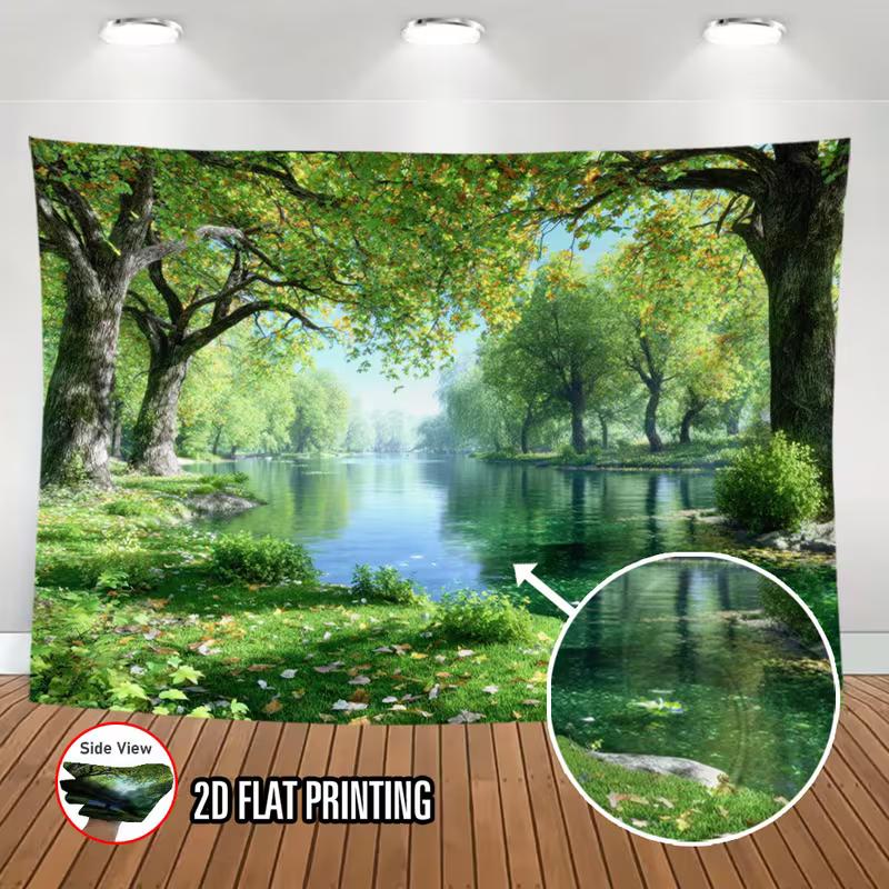 2D Summer Wild Wood Waterside Portrait Photo Backdrop