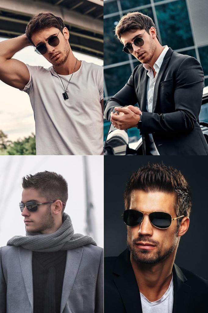 [FREESE] Men's Polarized Teardrop Sunglasses with UV Protection, 3D Frame, Classic Design (Black Lenses/Black Frame)