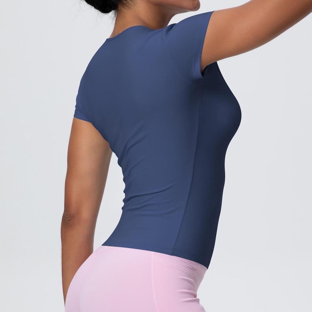 Maglietta da Running da Donna ad Asciugatura Rapida Controllo Pancia - Manica Corta, Sensazione di Nuvola, Top Casual Yoga Fitness.