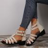 Sandali estivi da donna con plateau e zeppa, punta tonda, sandali aperti, scarpe da spiaggia da donna con cinturino con fibbia, sandali beige da donna