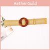 Weave And Waist Rope Wooden Round Buckle Women Belt Clothing Gift Accessories