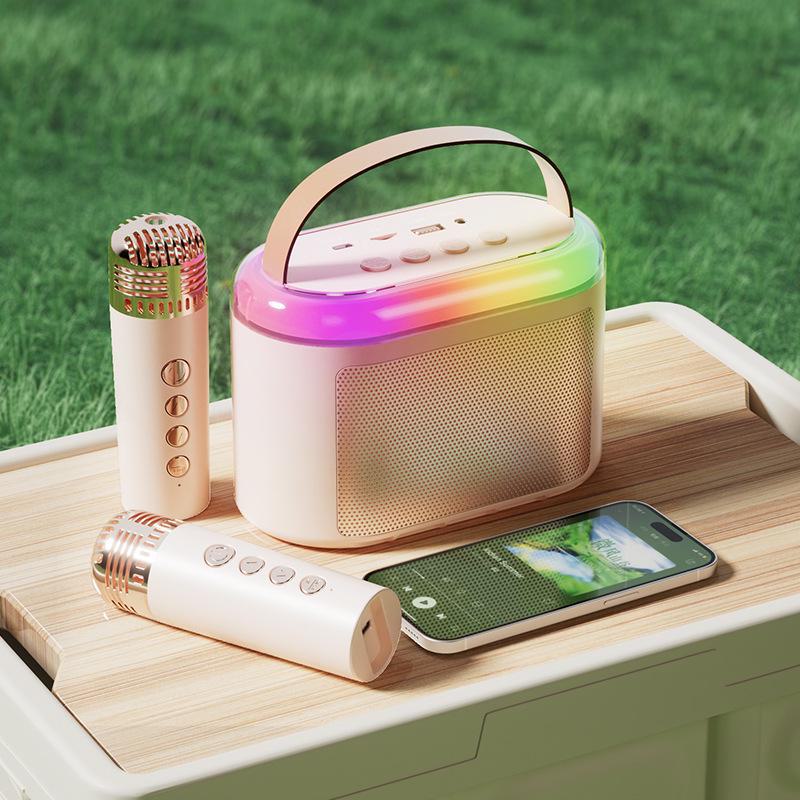 Q7 Ασύρματο Bluetooth Ηχείο & Μικρόφωνο με Φώτα - Φορητό Υπαίθριο Ηχείο Καραόκε