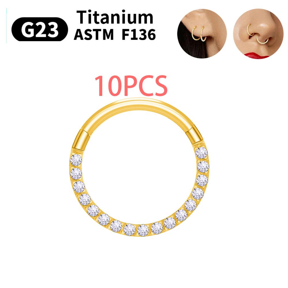 1/10pcs G23 Titanium Nasal Ring For Women Hoop Earring 16G/18G Piercing Jewelry Gift Lip Ring Hinge Clicker Open Diaphragm