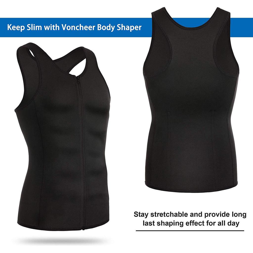 2023 Men's Slimming Compression Vest with Hook-and-Eye Zipper, Double Layer Sweat-Wicking Body Shaper