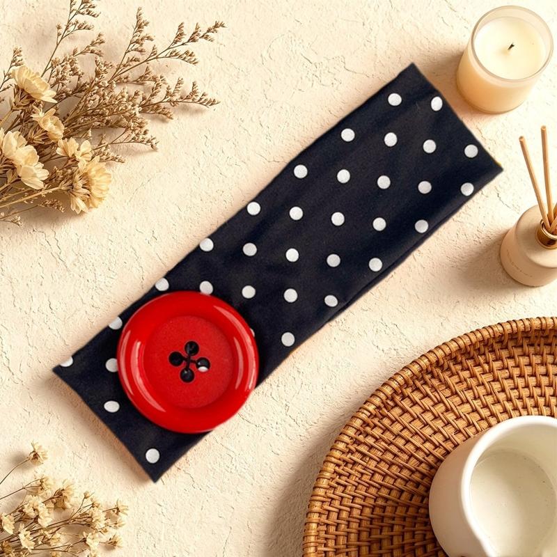 Summer Dopamine Large Button Wave Dot Headband Fashionable Ins Style Elastic Headband Colorful Hair Accessories For Women Girls