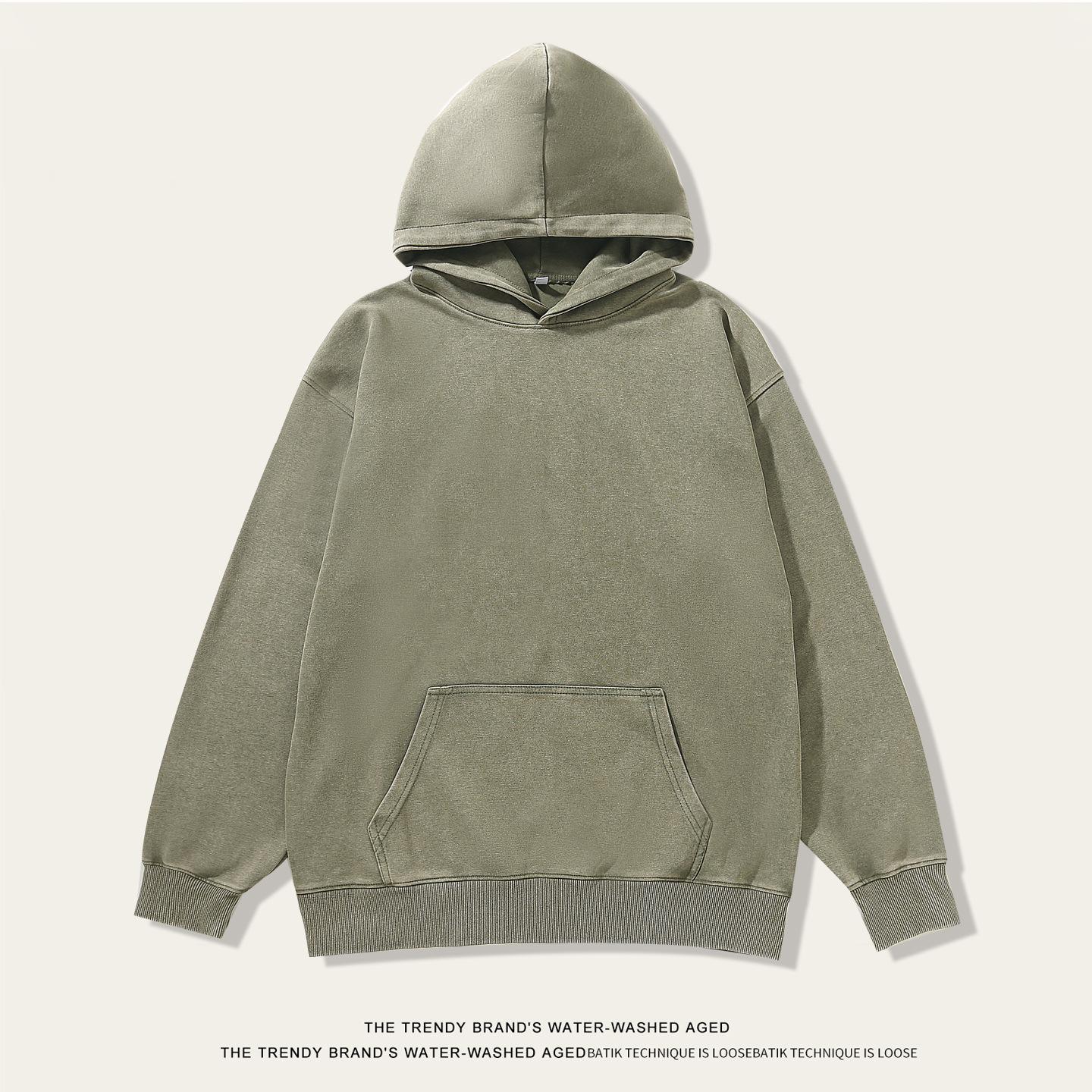 Худи оверсайз для мужчин Хлопковая толстовка с капюшоном Пуловер Топы Повседневная винтажная толстовка с капюшоном Мужские осенние рубашки с длинным рукавом и капюшоном с карманом XXXL армия зеленый