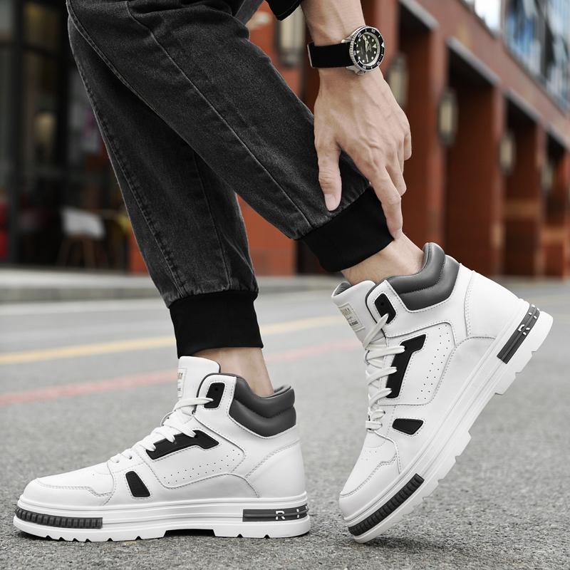 Moda FUQIAO Nuove Scarpe con Rialzo Alte Casual Sneakers da Uomo Aumento Altezza 8cm Pelle Scamosciata di Mucca Scarpe Casual da Designer