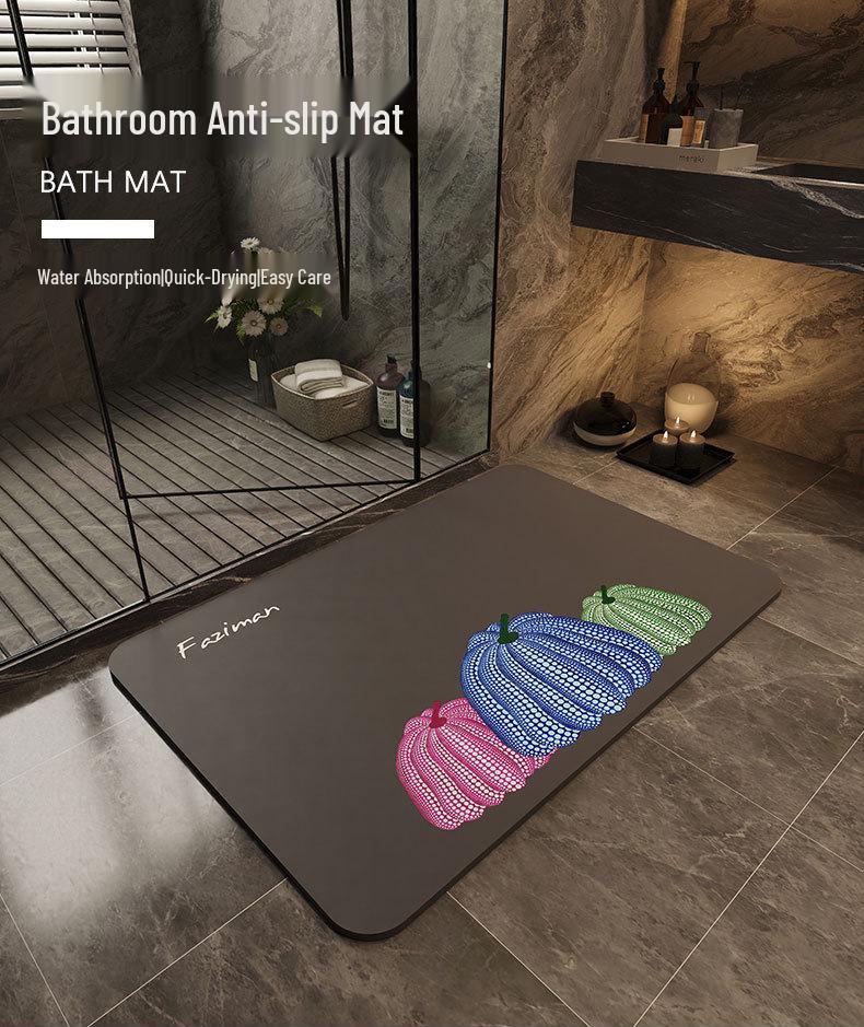 Minimalist Quick-Dry Absorbent Diatomaceous Earth Bathroom Floor Mat - Non-Slip, Wear-Resistant Foot Pad for Toilet Entrance