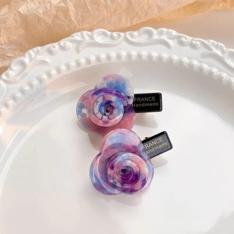 

Роза Цветок Уксусная Кислота Заколка для Волос Атмосфера Заколка для Челки Девичья Боковая Заколка Секущиеся Волосы Зажим-Уточка Аксессуар для Волос Purple Smudging (1pc)