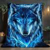 Blue Wolf Art Blanket Soft Fleece Throw Cover Bedding Home Decor Animal Print Cozy Warm Sleeping Quilt Living Room Decoration