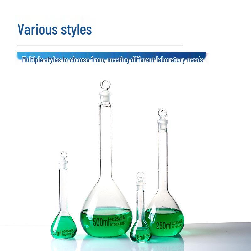 Thickened High Borosilicate Brown Glass Volumetric Flask with Ground Mouth Stopper for Teaching