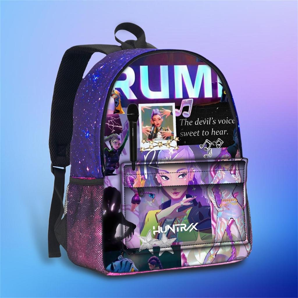 Movie Peripheral Print Backpack, School Bag Student Campus With Plush Ball Backpack