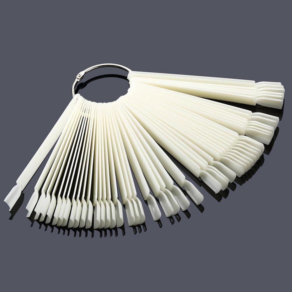 

50pcs False Nail Art Tips Sticks Color Display Palette for Nail Polish Practice Templates Fan-shaped Design for Easy Use for Beginners and