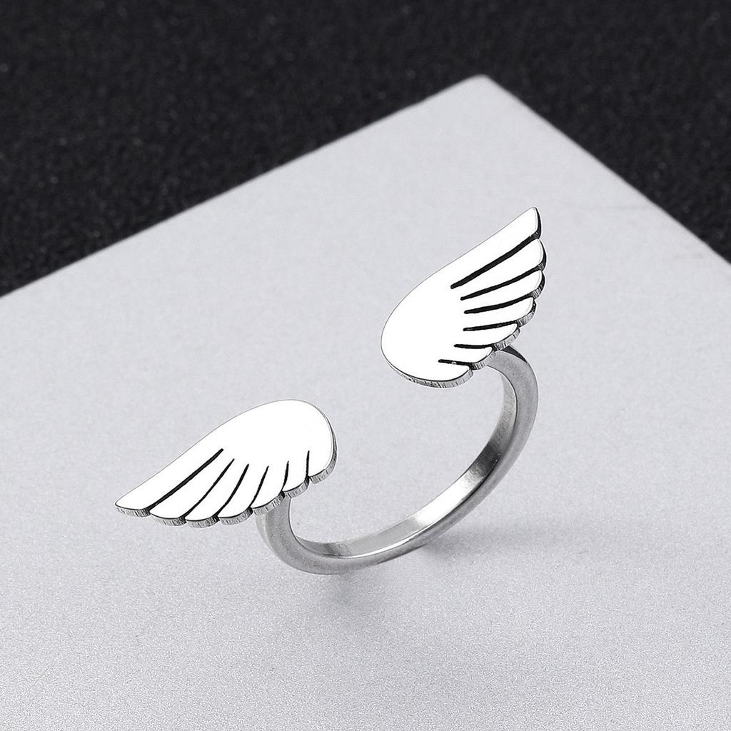 Cartoon Angel Wing Stainless Steel Rings For Men Women Adjustable Ring Unisex Fashion Accessories Designer Lovers Gift