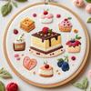 1 Set Cake Embroidery Kit with Hoop Threads Needles Pre-Stamped Dessert Cross Stitch Craft